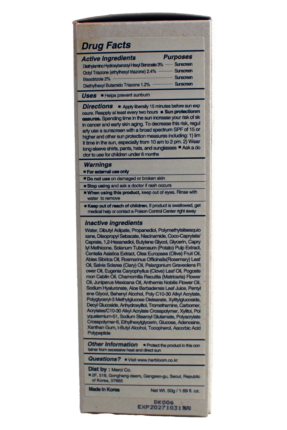 Herbloom Claming Days Vegan Sunscreen SPF 50 Soothing Formula 1.69 Fl Ounce