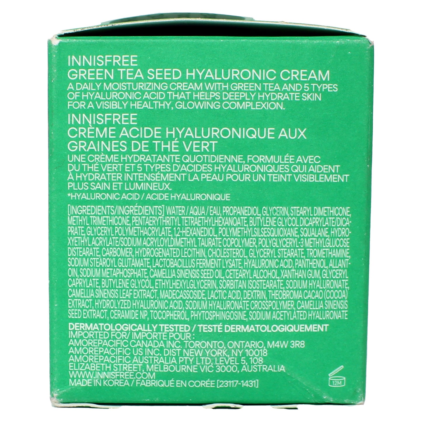 Innisfree Green Tea Seed Hyaluronic Cream Facial Cream 1.69 Fl Ounce