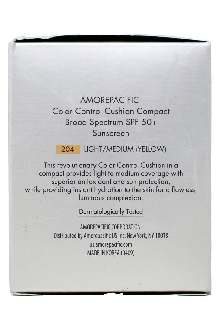 AmorePacific Color Control Cushion Compact SPF50+ 204 Light Medium(Yellow) 1.05 Ounce