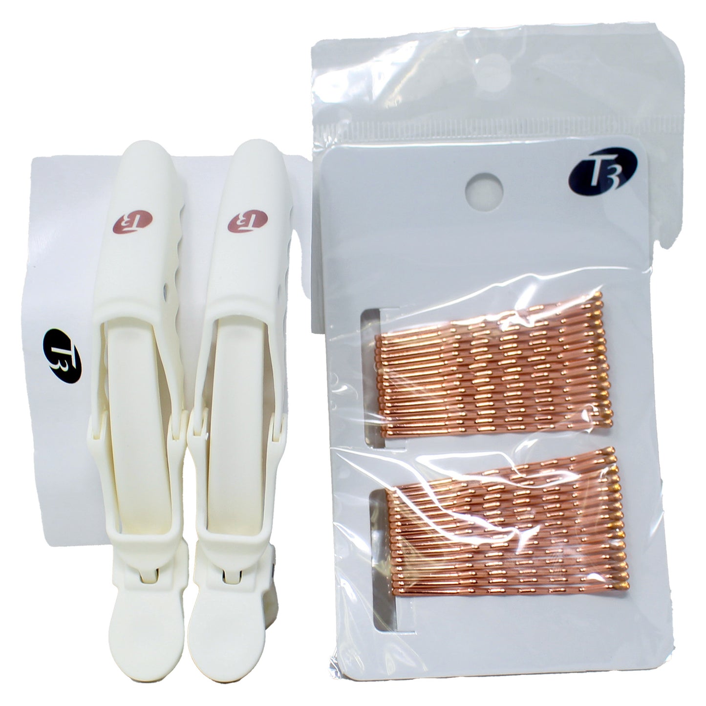 T3 Clip Kit with 4 Alligator Clips and 30 Rose Gold Bobby Pins