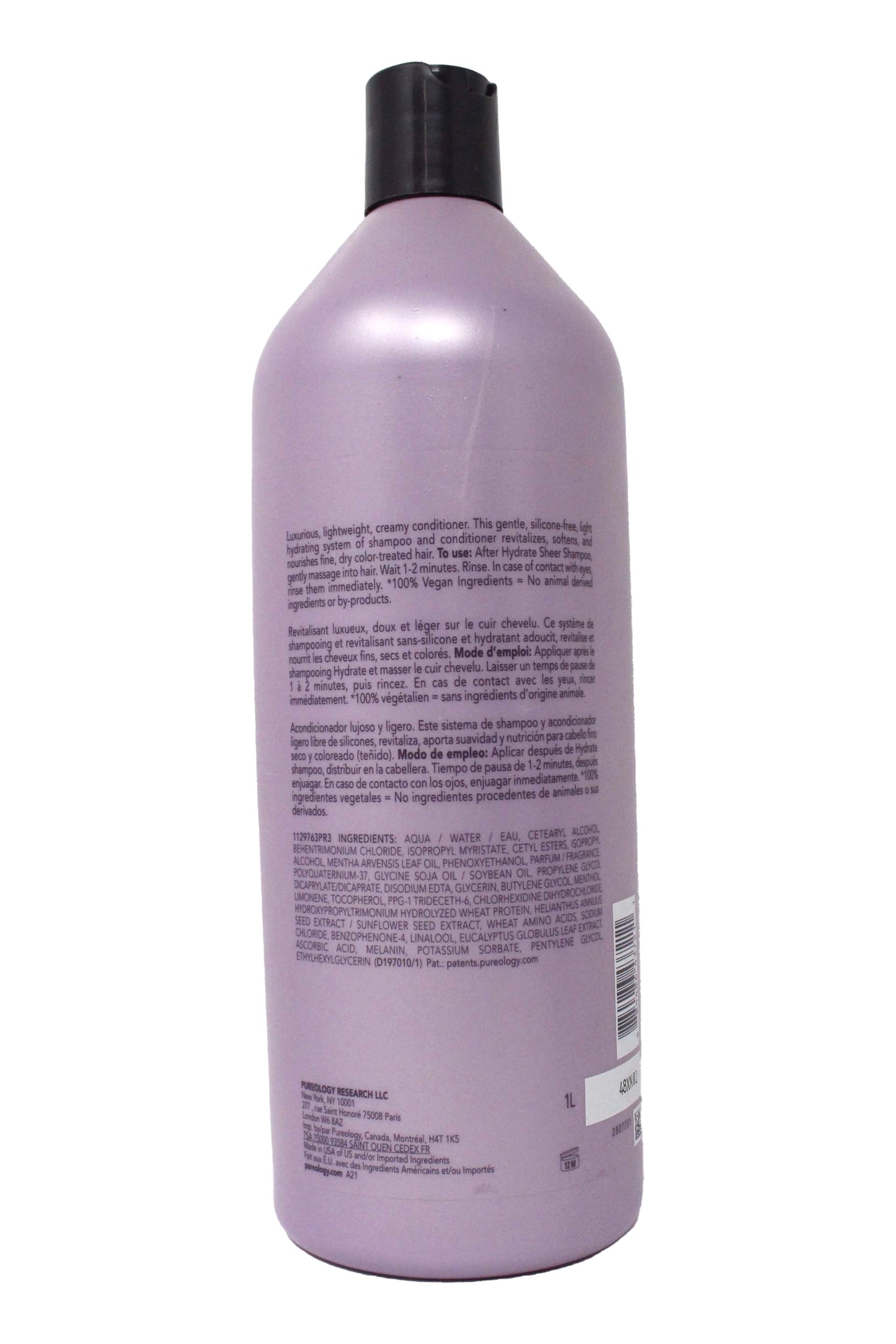 Pureology Hydrate Sheer Conditioner For Fine, Dry, Color Treated Hair 33.8 Ounce