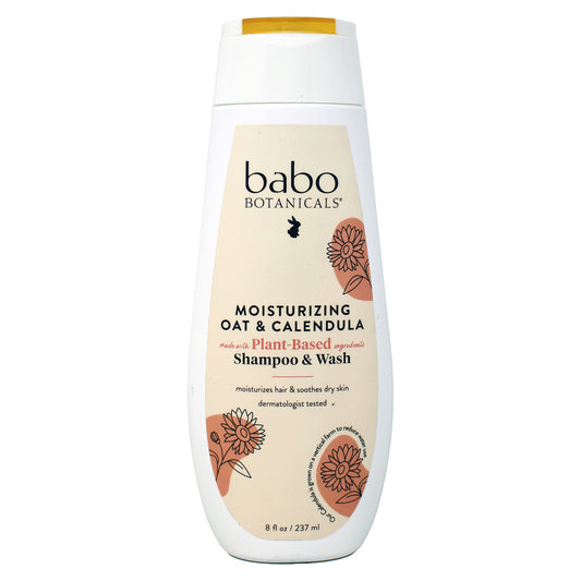 BABO Botanicals Moisturizing Oat & Calendula Plant Based Shampoo & Wash 8 oz