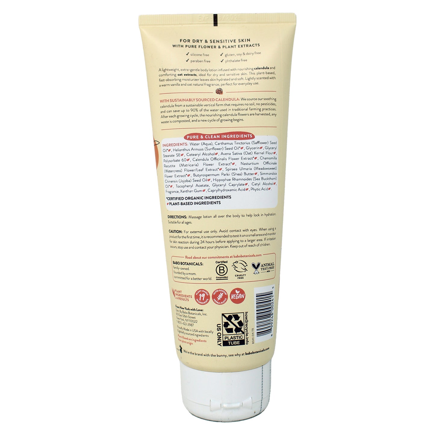 Babo Botanicals Oat & Calendula Body Lotion for Dry/Sensitive Skin