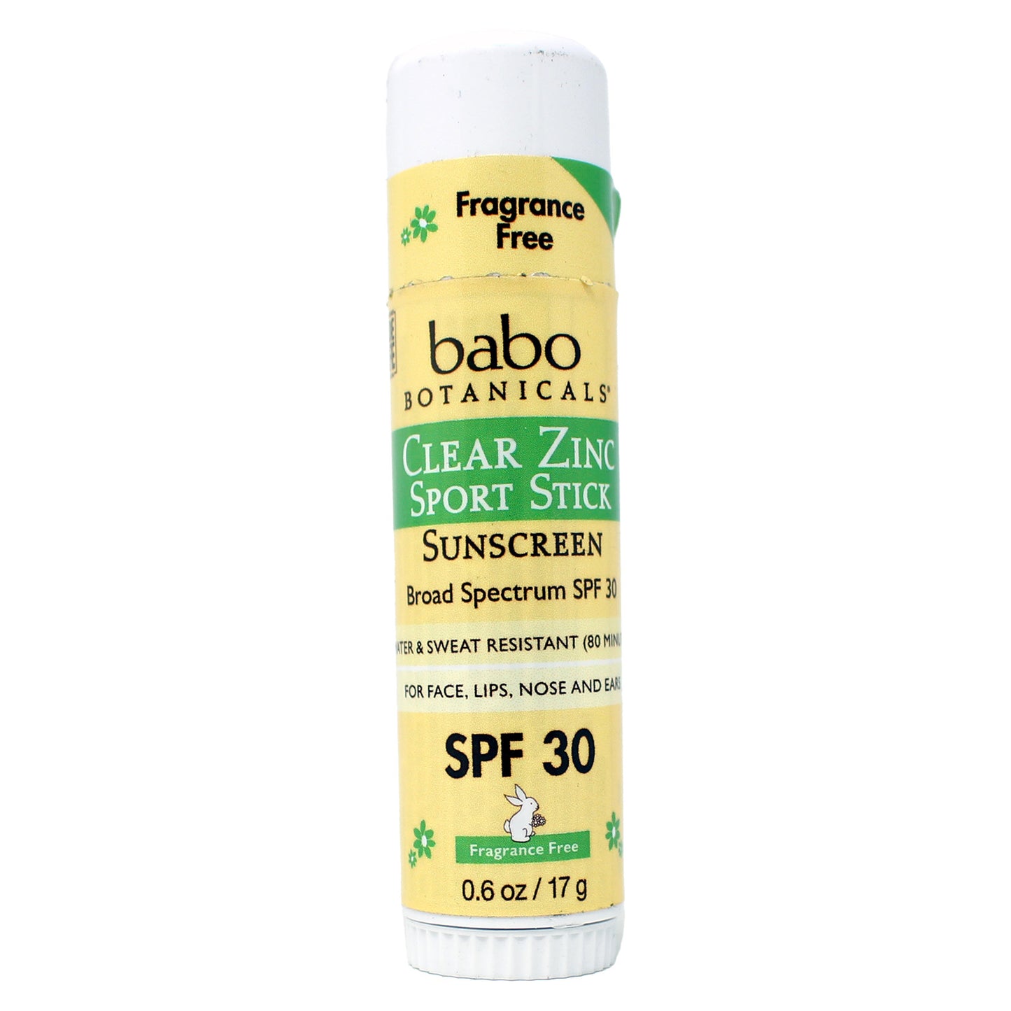 Babo Botanicals Clear Zinc Sheer Sport Mineral Sunscreen Stick SPF30, 0.6 Ounce