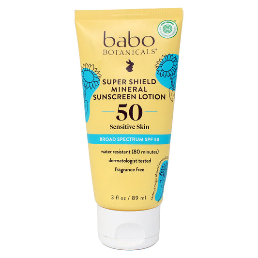 Babo Botanicals Super Sheild Mineral Sunscreen Lotion 50 SPF 50 3 Fl Ounce