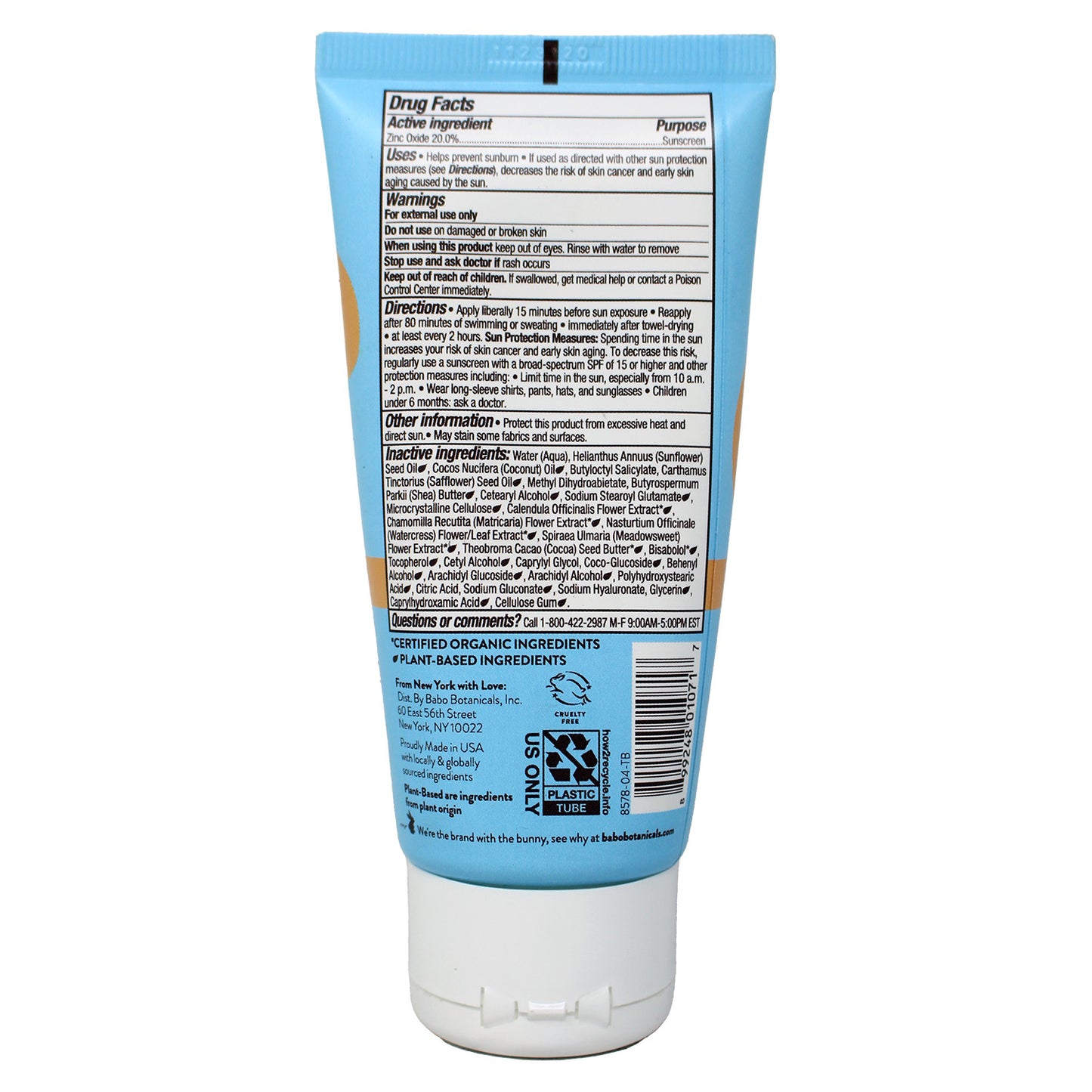 Babo Botanicals Sensitive Baby Mineral Sunscreen Lotion SPF50