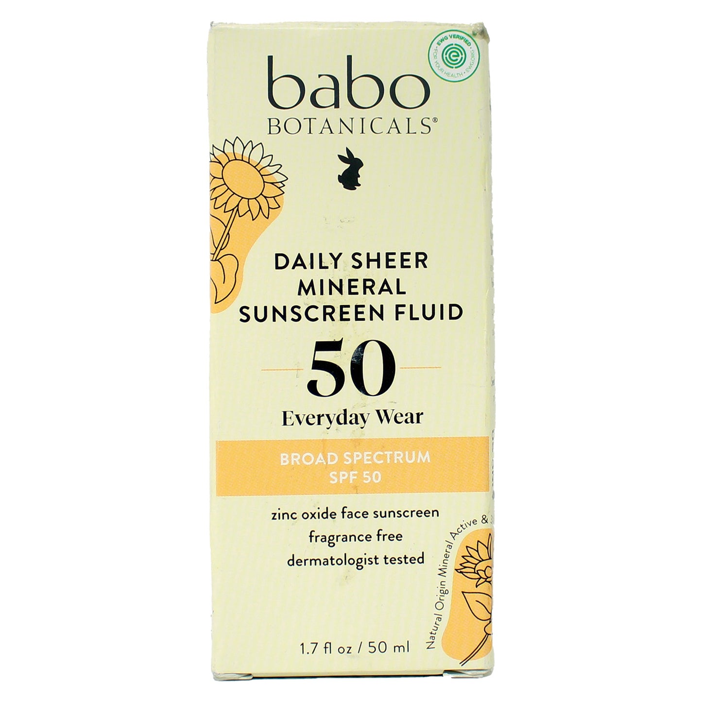 Babo Botanicals Daily SHeer Mineral Sunscreen Fluid SPF 50 1.7 Fl Ounce