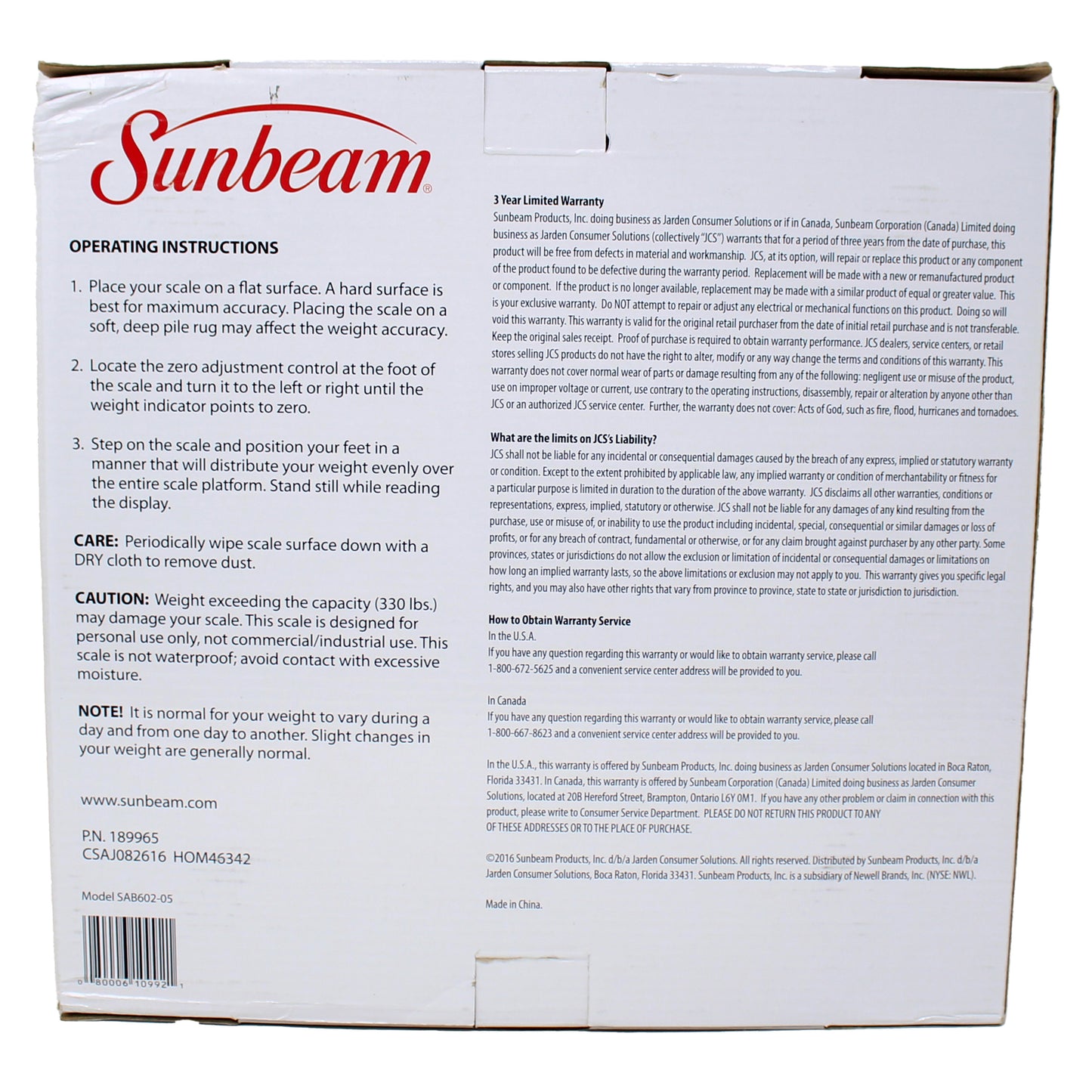 Sunbeam Dial Scale 330 Pound Capacity 1 Count