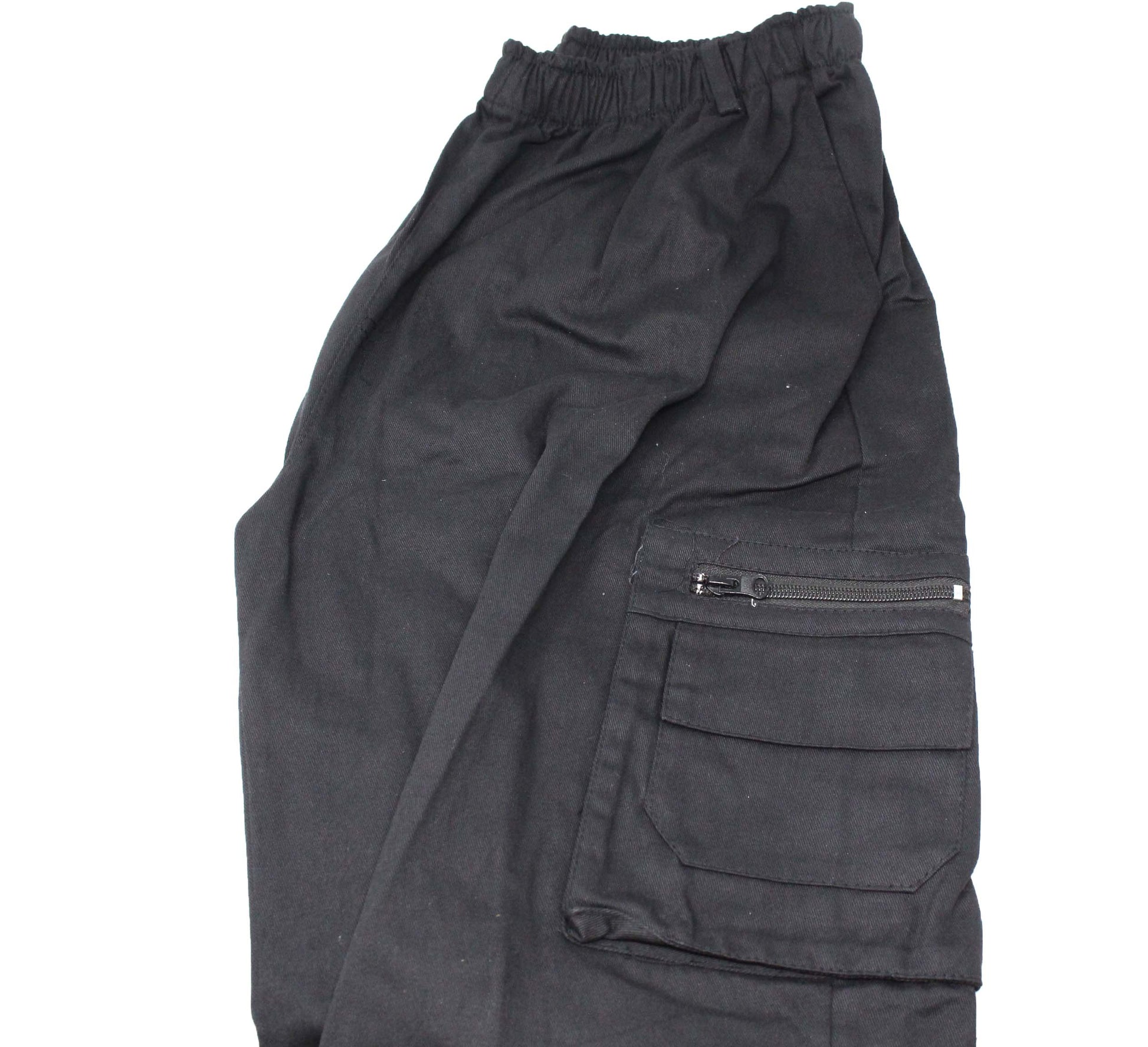 Black Cargo Work Pants With Elastic Waistband 3XL