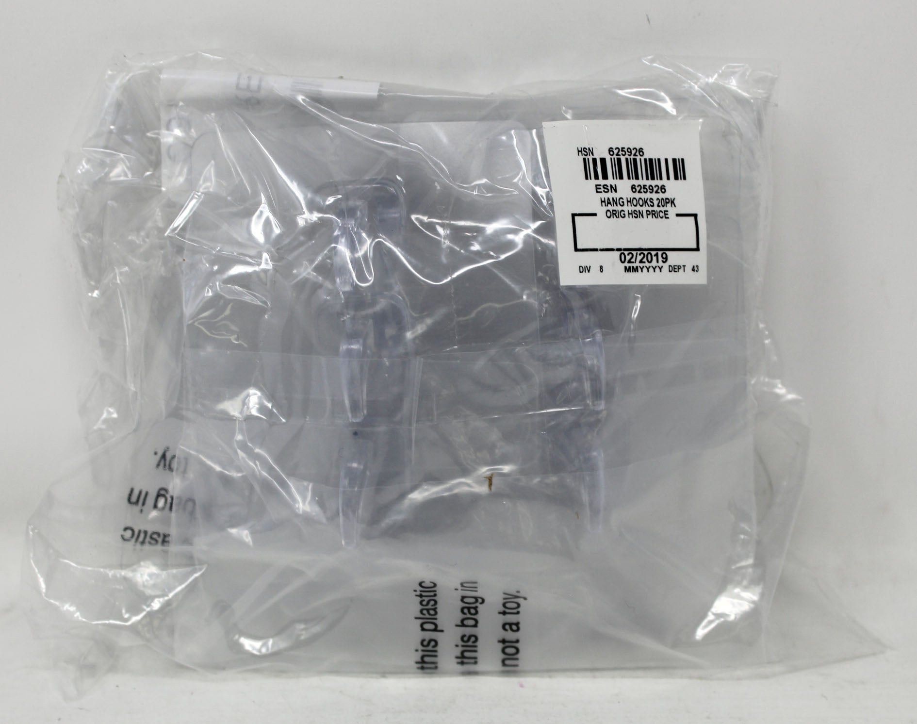 Clear Hanging Hooks Large & Small 20 Count