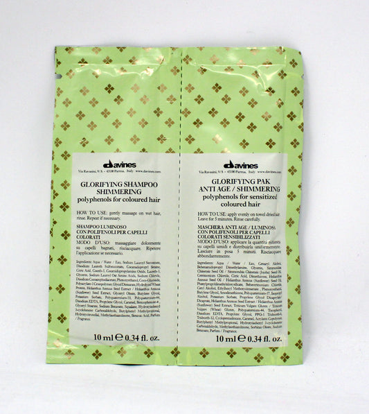 Davines Glorifying Shimmering Shampoo And Pak .34 Ounce (Pack of 12)