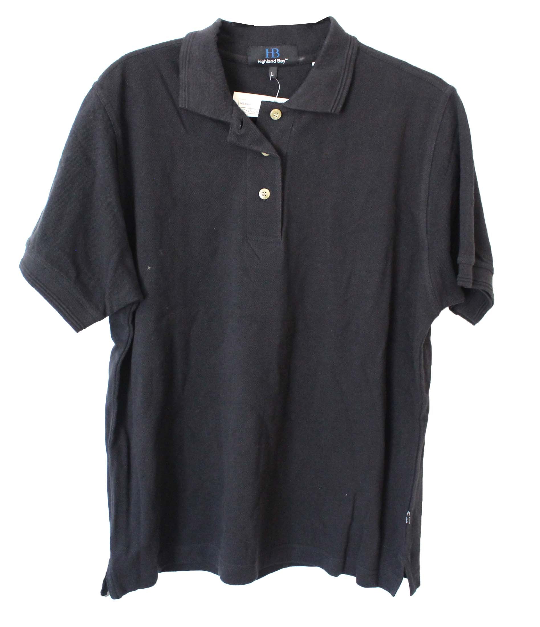 Highland Bay Collared Polo Shirt Youth Size Large (Black)