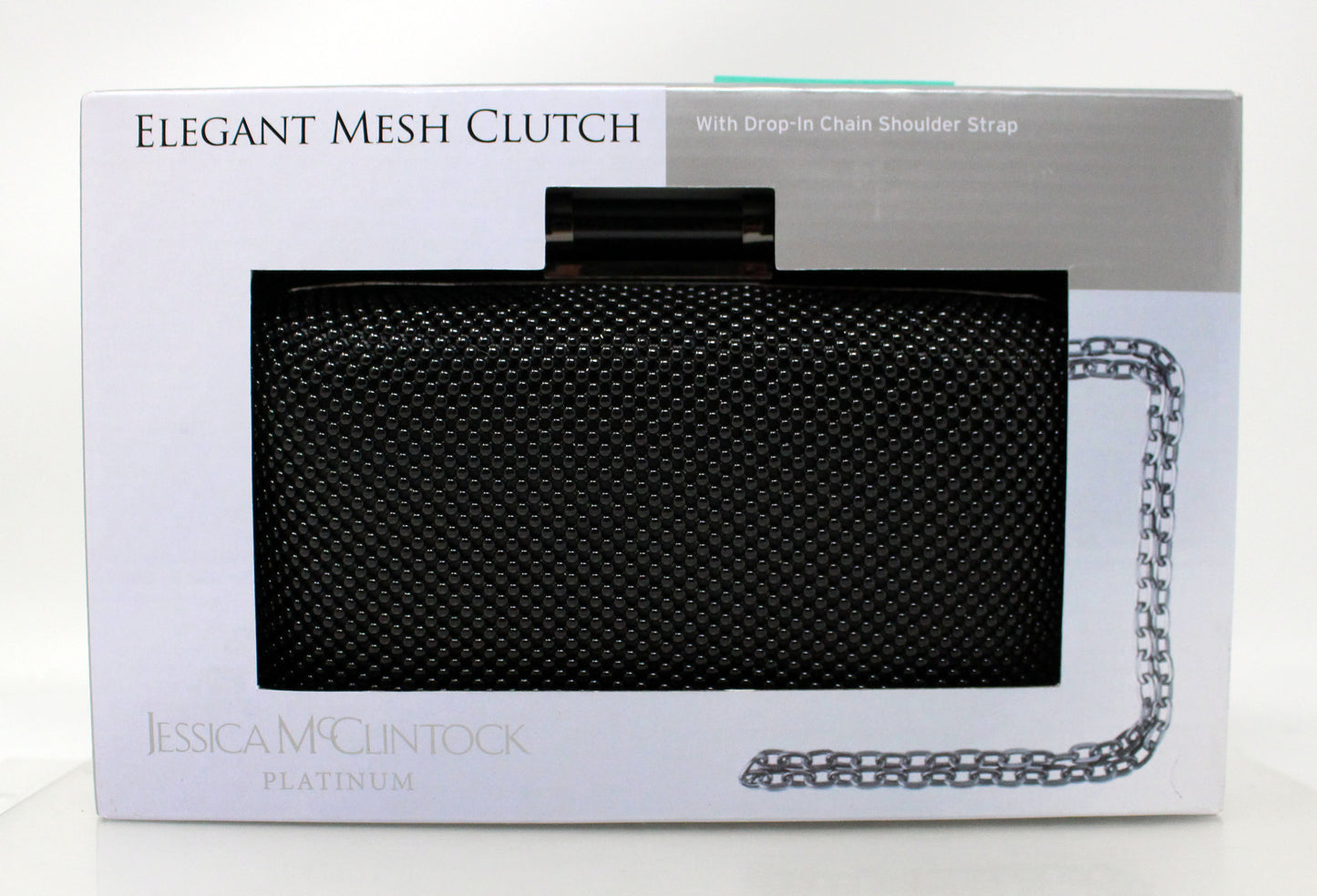 Jessica McClintock Black Elegant Mesh Clutch