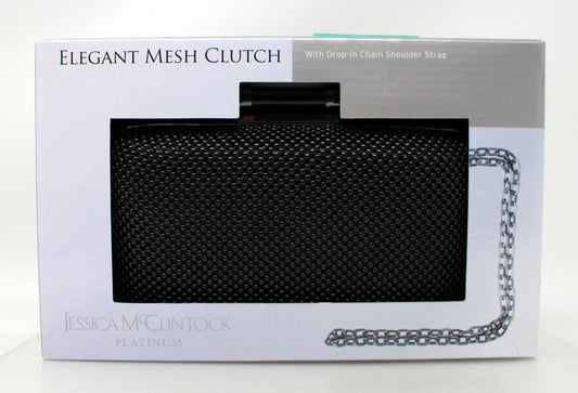 Jessica McClintock Black Elegant Mesh Clutch