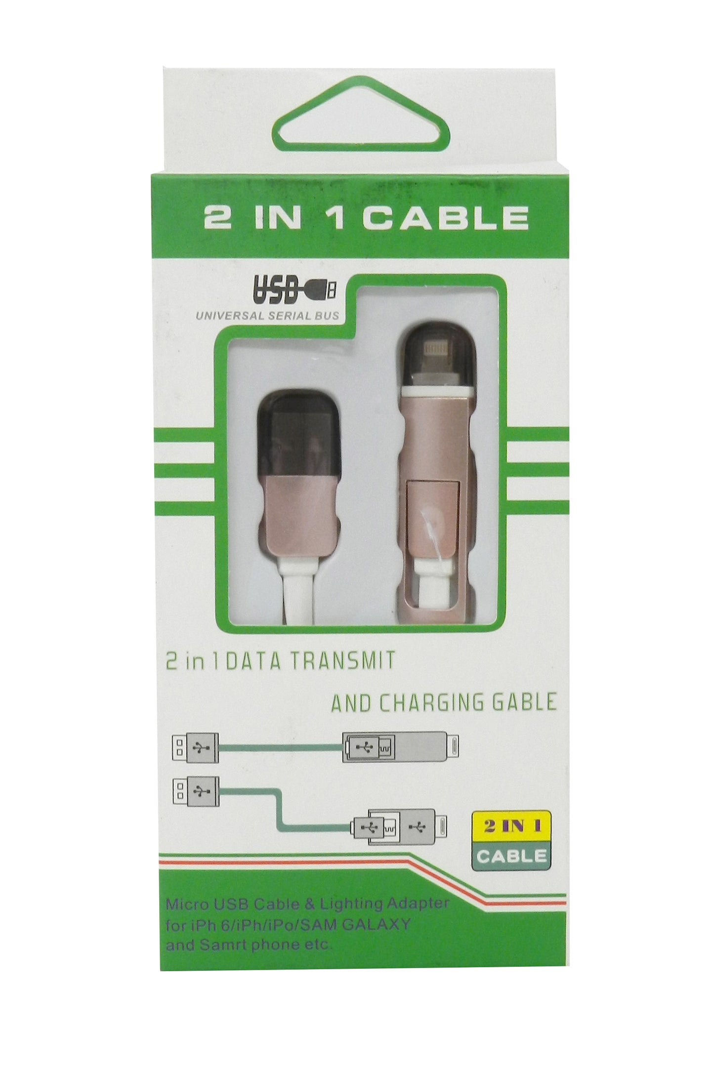 Kuncan 2-In-1 Data Transit & Charging Cable Cord