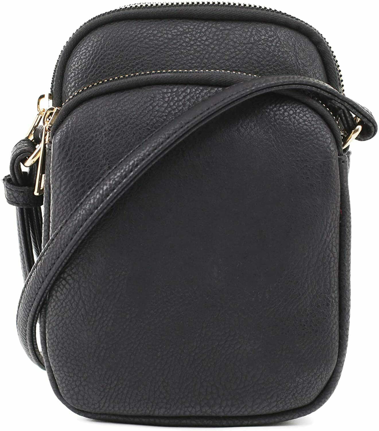 Mali + Lili Josie Triple Zip Leather Crossbody Bag Black