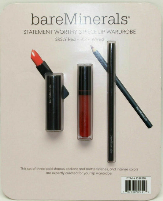 bareMinerals Statement Worthy 3 Piece Lip Wardrobe SRSLY RED