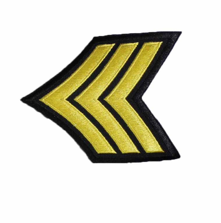 Gold/Black 3 Stripe Sergeant Chevron Rank Patch (Pack of 10) by Solar 1