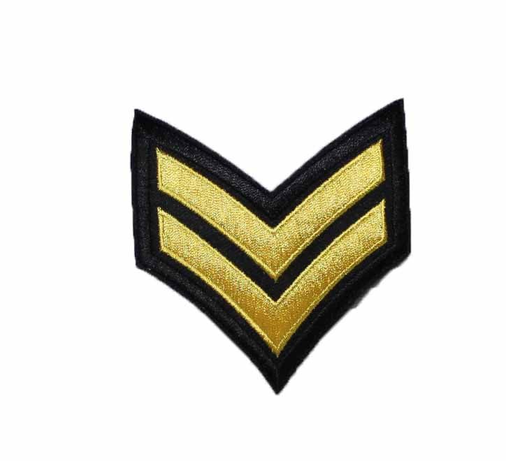 Gold/Black Sergeant Chevron Rank Patch (Pack of 2) by Solar 1
