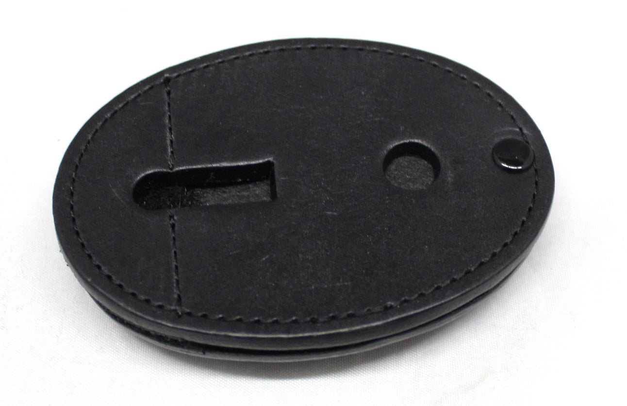 Plain Leather Badge Holder Black by Solar 1