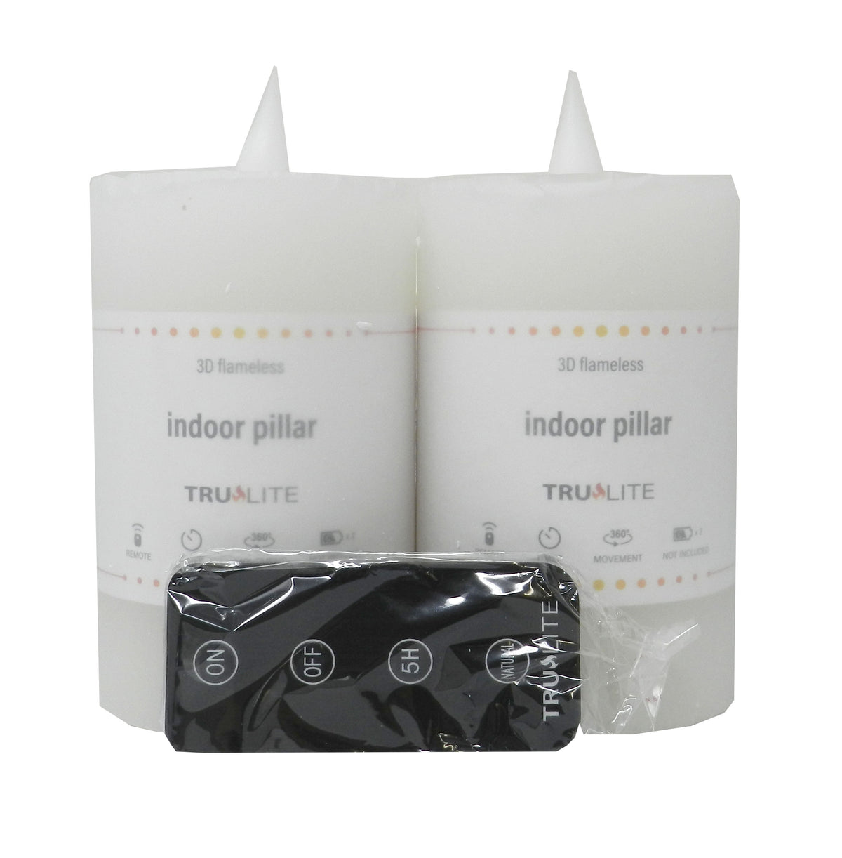 Pillars Remote Control Trulite 3D Flameless Indoor Pillars With Remote & Timer Ivory Set of 2 ...