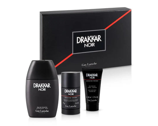 Set Guy Laroche: Drakkar Noir, Eau De Toilette, For Men, 100 ml + Drakkar Noir, Cleansing, Shower Gel, For All Skin Types, 50 ml + Drakkar Noir, Anti-Perspirant, Deodorant Spray, For Men, 150 ml