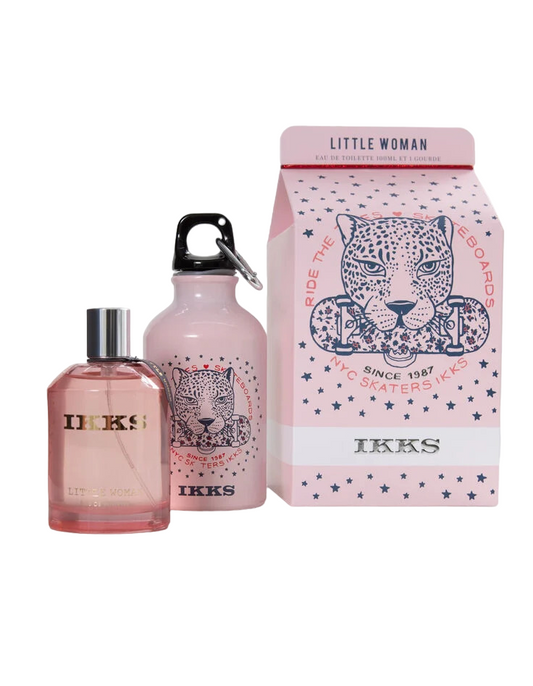 Set Ikks: Little Woman, Eau De Toilette, For Women, 100 ml + Little Woman, GWP Glass Water Bottle, Pink