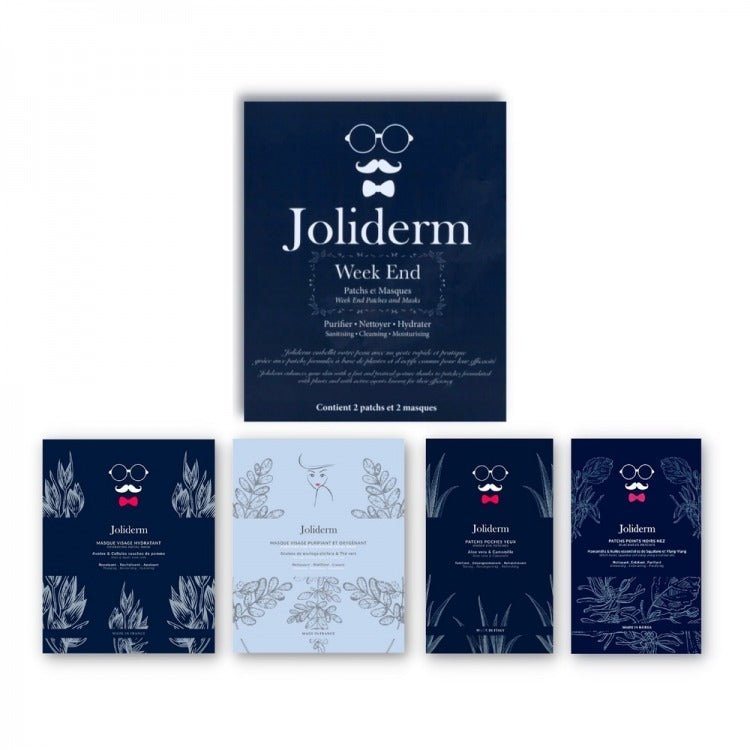 Week End Set Joliderm: Joliderm, Coconut Water, Hydrating, Sheet Mask, For Face + Joliderm, Contouring, Under-Eye Mask Patch + Joliderm, Green Tea, Oxygenating & Purifying, Sheet Mask, For Face + Joliderm, Anti-Blackheads, Local Treatment Patch, For Face