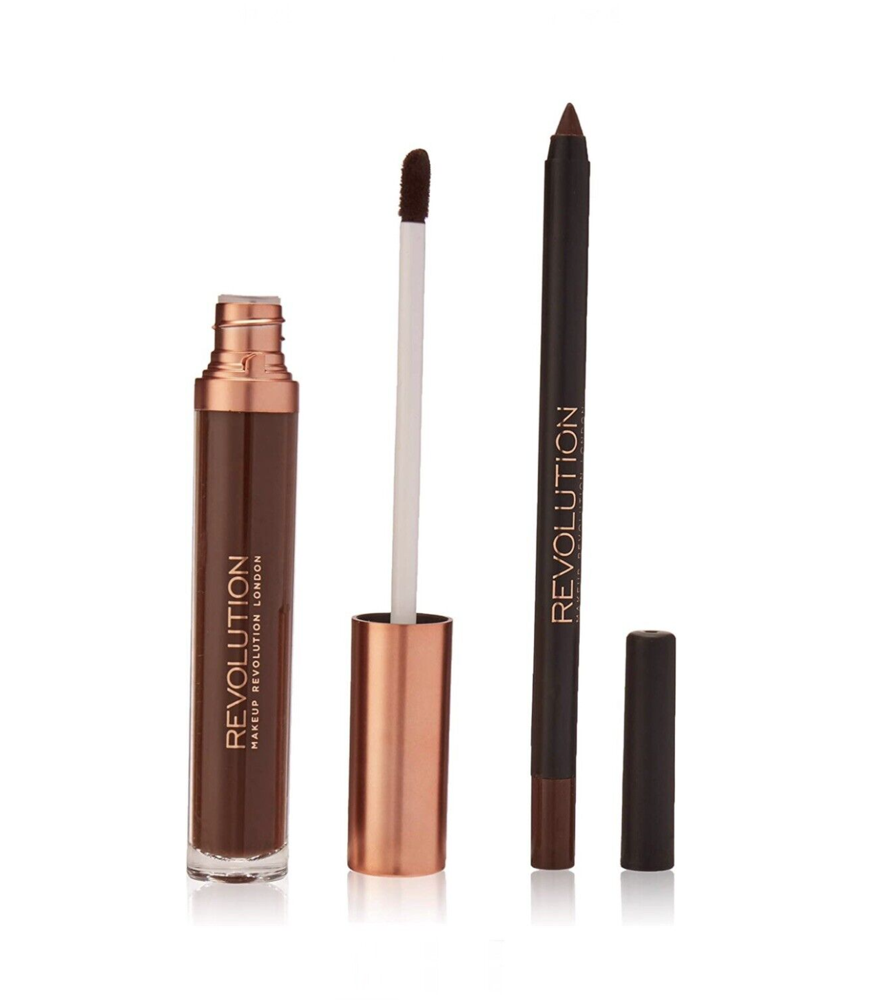 Set Makeup Revolution: Retro Luxe, Matte, Liquid Lipstick, Glory, 5.5 ml + Retro Luxe, Lip Liner, Glory, 1 g