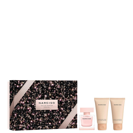 Set Narciso Rodriguez: Cristal, Eau De Parfum, For Women, 50 ml + Cristal, Hydrating, Body Lotion, 50 ml + Cristal, Cleansing, Shower Gel, All Over The Body, For All Skin Types, 50 ml
