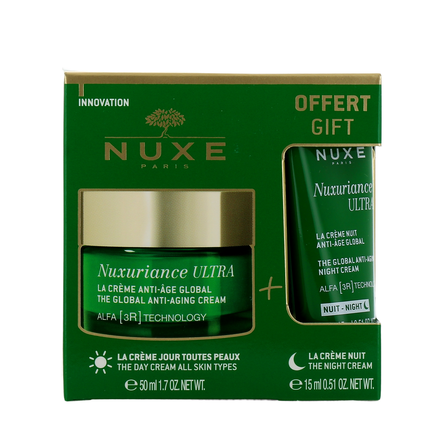 Set Nuxe: Nuxuriance Ultra, Anti-Ageing, Cream, For Face, 50 ml + Nuxuriance Ultra, Anti-Ageing, Night, Cream, For Face,