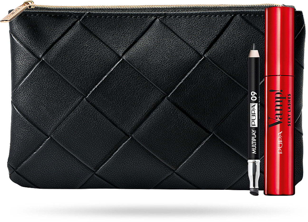 Set Pupa: Multiplay, Double-Ended, Eyeshadow & Kajal Eyeliner 2-In-1, 09, Deep Black, 1.2 g + Vamp! Sexy Lashes, Paraben-Free, Mascara, 001, Black, 12 ml