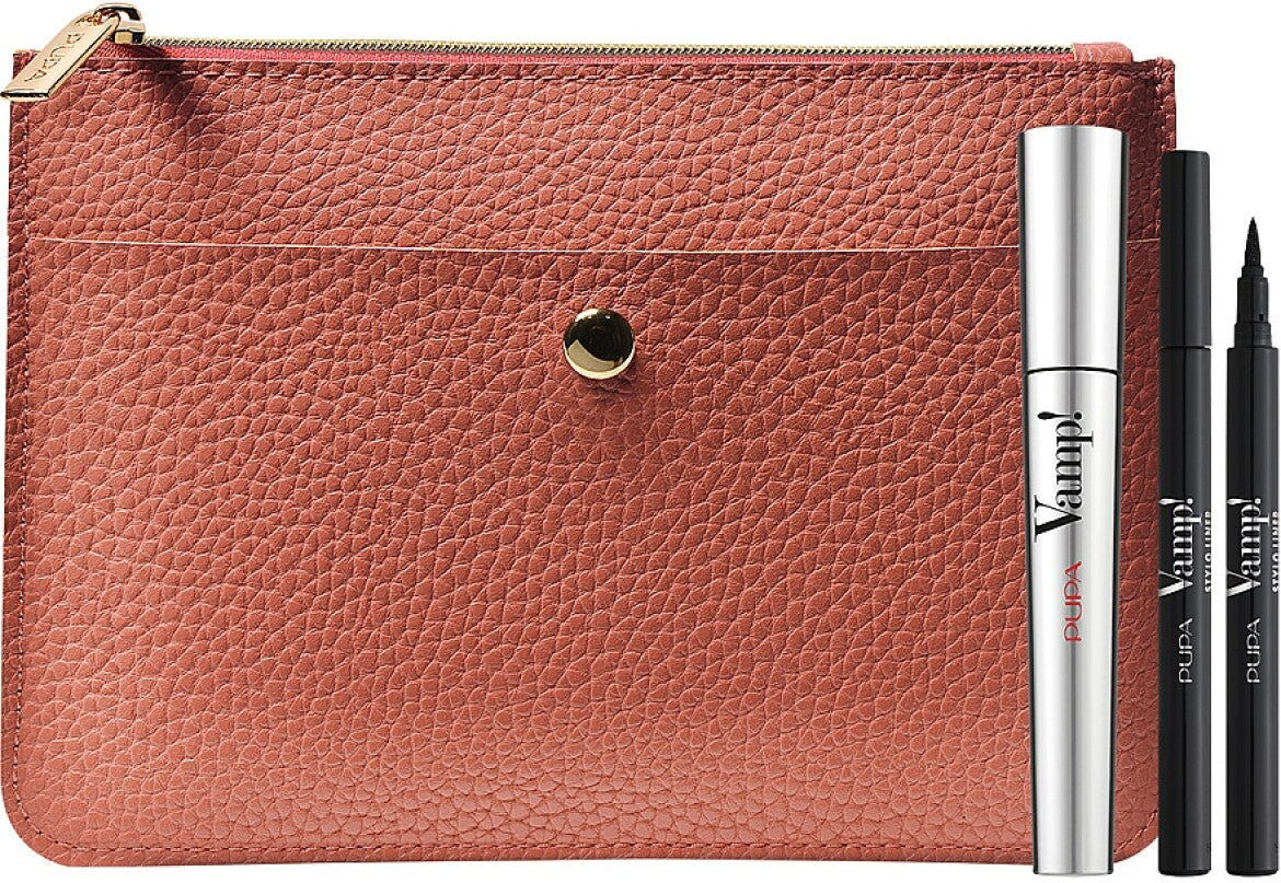 Set Pupa: Vamp! Definition, Paraben-Free, Waterproof, Lash Defining, Mascara, 001, Extra Black, 9 ml *Tester + Pupa, Liquid Eyeliner, Black, 1.5 ml