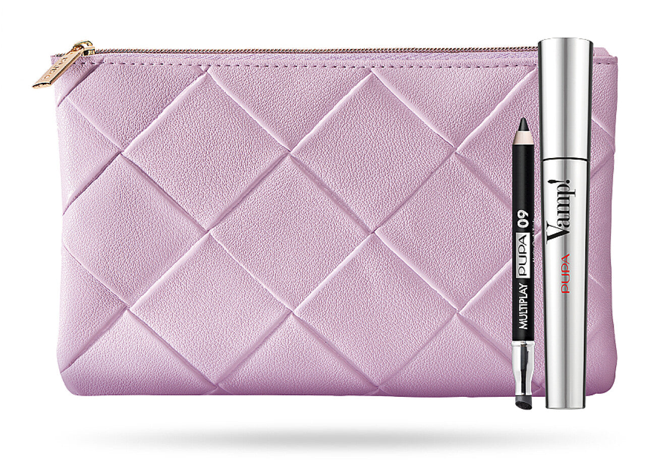 Set Pupa: Vamp!, Paraben-Free, Extra Volume, Mascara, 100, Black, 9 ml + Multiplay, Double-Ended, Eyeshadow & Kajal Eyeliner 2-In-1, 09, Deep Black, 1.2 g