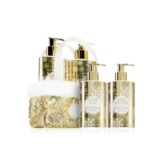 Set Vivian Gray: Golden Glitters, Hydrating, Hand Cream, 250 ml + Golden Glitters, Cleansing, Liquid Soap, 250 ml