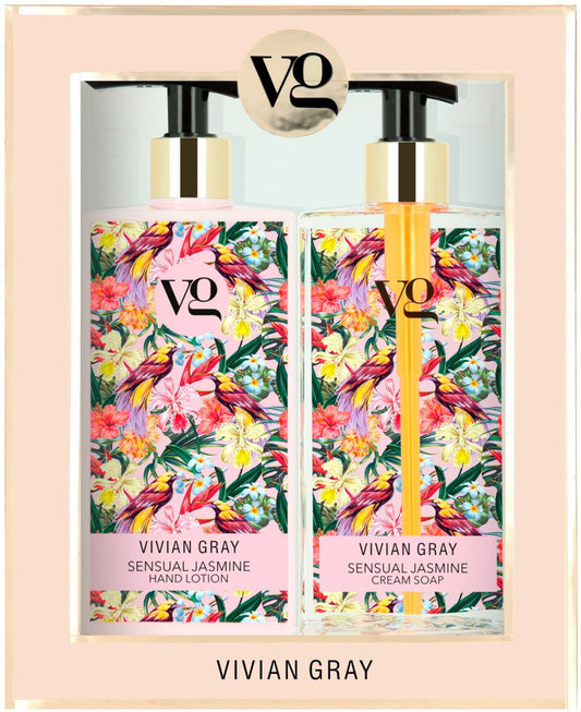 Set Vivian Gray: Sensual Jasmine, Hydrating, Hand Lotion, 350 ml + Sensual Jasmine, Cleansing, Liquid Soap, 350 ml