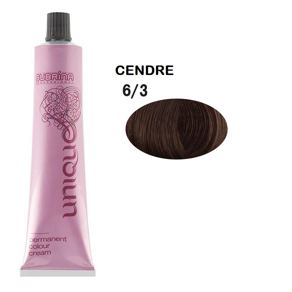 Subrina Professional, Unique, Permanent Hair Dye, 6/3 Dark Blonde Cendre, 100 ml