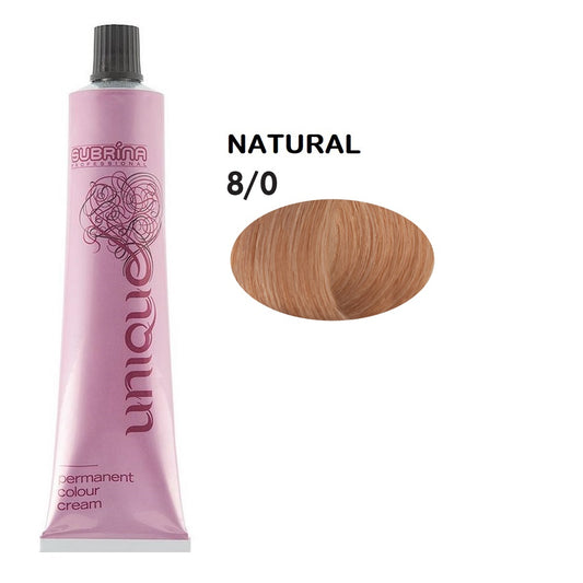 Subrina Professional, Unique, Permanent Hair Dye, 8/0 Light Blonde, 100 ml