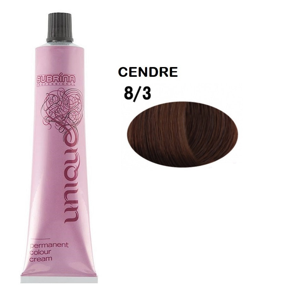 Subrina Professional, Unique, Permanent Hair Dye, 8/3 Light Cendre Blonde, 100 ml