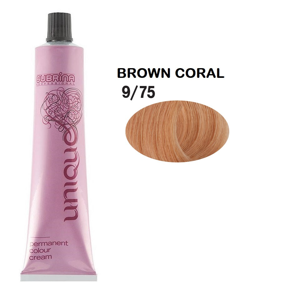 Subrina Professional, Unique, Permanent Hair Dye, 9/75 Bright Light Blond Chestnut Red, 100 ml