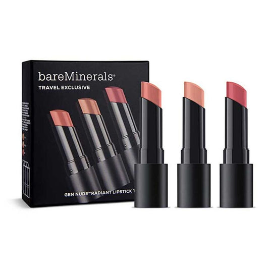 Travel Exclusive Set BareMinerals: Gen Nude Radiant, Cocoa, Cream Lipstick, Infatuation, 3.35 g + Gen Nude Radiant, Cocoa, Cream Lipstick, Friendship, 3.35 g + Gen Nude Radiant, Cocoa, Cream Lipstick, Swag, 3.5 g