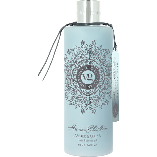 Vivian Gray, Aroma Selection, Amber & Cedar, Softening, Shower Gel, For All Skin Types, 500 ml