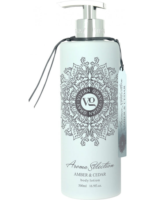 Vivian Gray, Aroma Selection, Amber & Cedar, Hydrating, Body Lotion, 500 ml