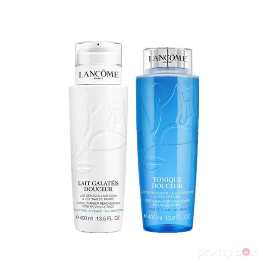 Wash The Day Off Set Lancome: Galateis Douceur, Eliminates Impurities, Cleansing Cream, 400 ml + Tonique Douceur, Toning & Revitalizing, Tonic Lotion, For Face, 400 ml