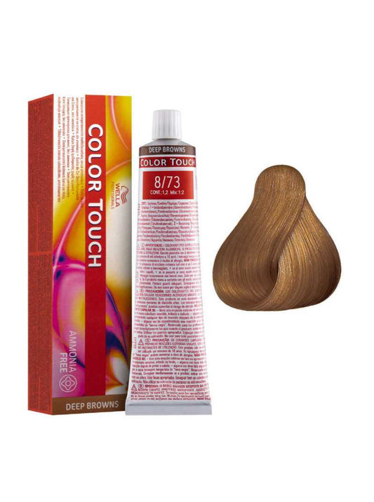 Wella Professionals, Color Touch, Ammonia-Free, Semi-Permanent Hair Dye, 8/73 Light Blonde Gold Brown, 60 ml