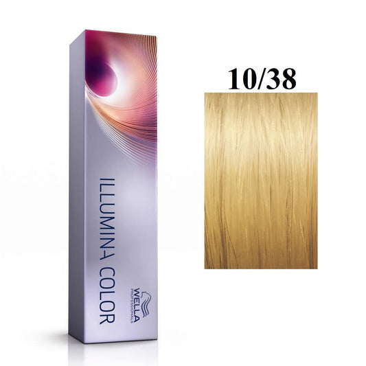 Wella Professionals, Illumina Color, Permanent Hair Dye, 10/38 Bright Light Blonde Golden Blue, 60 ml