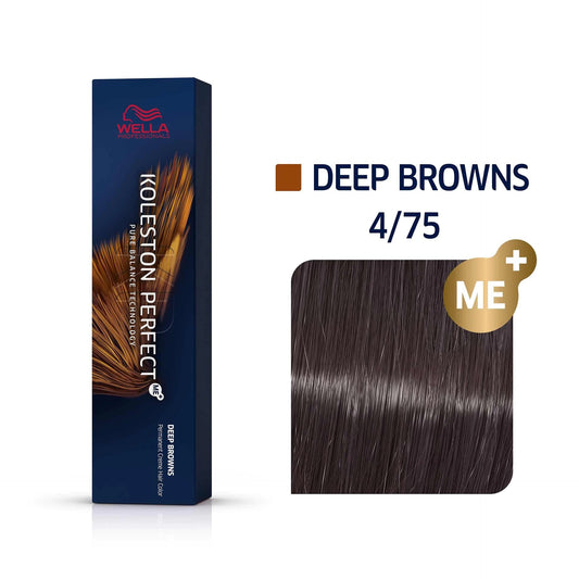 Wella Professionals, Koleston Perfect Me+, Permanent Hair Dye, 4/75 Medium Brown Mahogany Brown, 60 ml