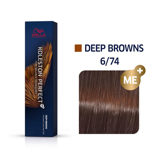 Wella Professionals, Koleston Perfect Me+, Permanent Hair Dye, 6/74 Deep Brown, 60 ml