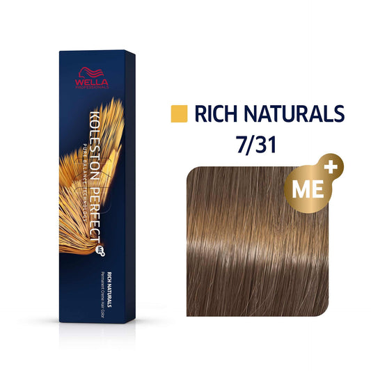 Wella Professionals, Koleston Perfect Me+, Permanent Hair Dye, 7/31 Medium Blonde Gold Ash, 60 ml