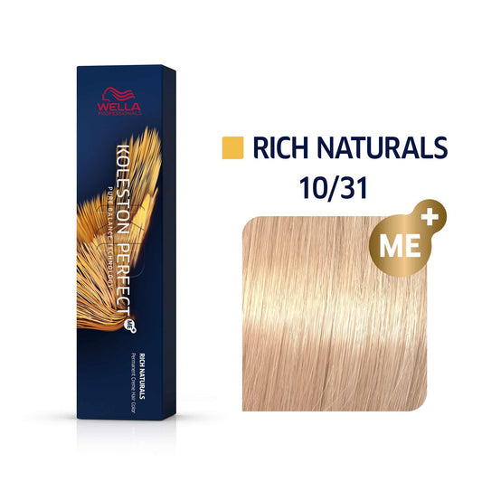 Wella Professionals, Koleston Perfect Me+, Permanent Hair Dye, 10/31 Bright Light Blond Golden Ash, 60 ml